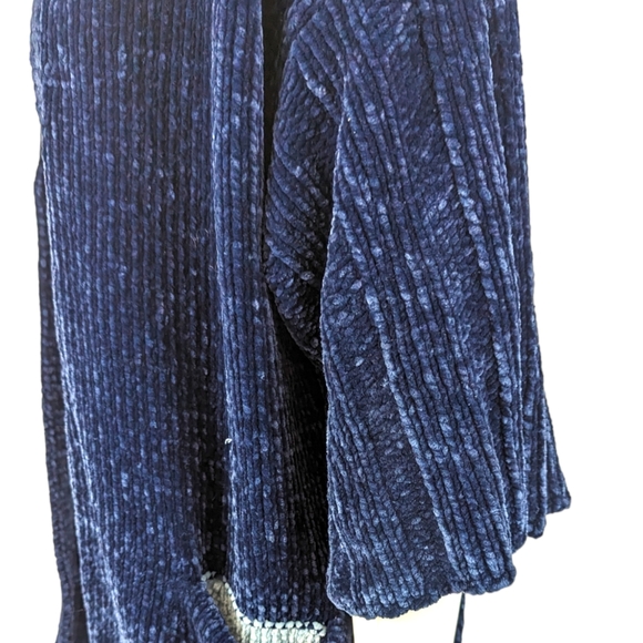 Anthropologie Moth Oversized Chenille Cardigan Sweater Womens XS Navy Blue - Picture 4 of 10